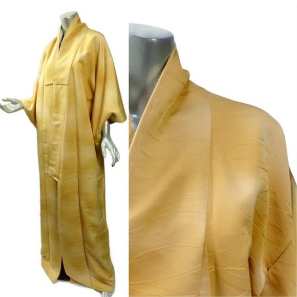 Vintage Other - SALE Vintage yellow silk Honongi kimono embroidered silk